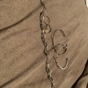 Silver bracelets abs ring set